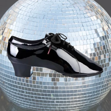 Belmove LTML-50 fekete lakkbőr férfi latin tánccipő osztott talppal és 5.0 cm sarokkal