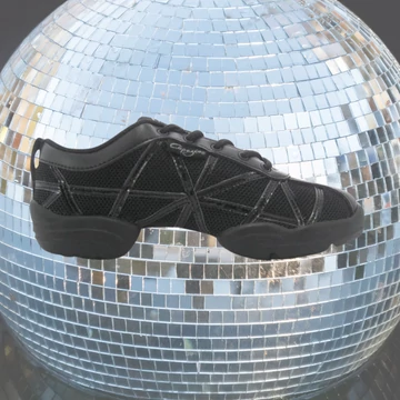 Capezio PRAL-DS19-BLK Latin női gyakorló tánccipő gyöngyvászon fekete színben, 3.0 cm sarokkal