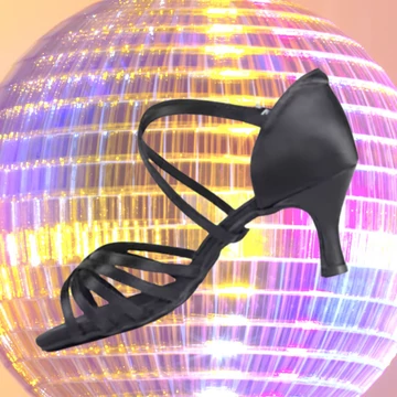 Belmove SACLA-75K fekete női salsa cipő 7,5 cm sarokkal, nyitott orrú, keresztpántos és ötpántos kialakítással.